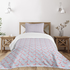 Birds on Marine Stripes Bedspread Set