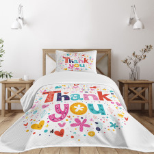 Happy Floral Hearts Stars Bedspread Set