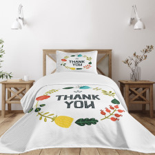 Typography Floral Wreath Bedspread Set