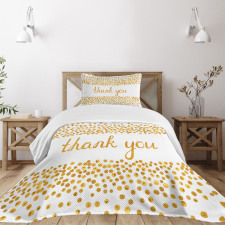 Yellow Tone Dots Cursive Bedspread Set