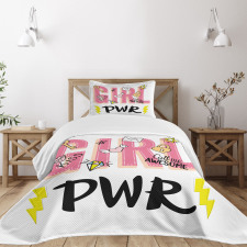 Girl Power with Hearts Bedspread Set