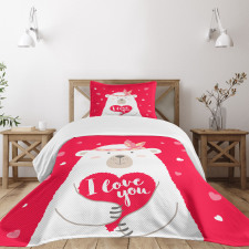 Bear Holding a Heart Bedspread Set