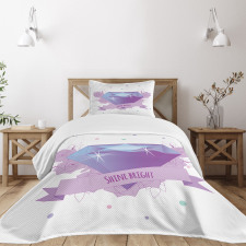 Wording with Diamond Bedspread Set