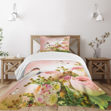 Blossoming Feminine Roses Bedspread Set