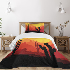 Cactus Silhouettes at Dusk Bedspread Set