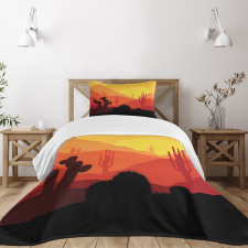 Western Cactus Silhouettes Bedspread Set