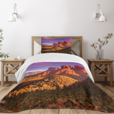 Cliffs Rocks and Violet Sky Bedspread Set