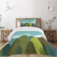 Doodle Trees and Clouds Bedspread Set