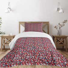 Colored Leaf-like Shapes Bedspread Set