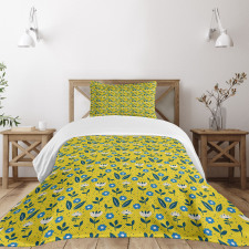 Scandinavian Flowers Leaves Bedspread Set