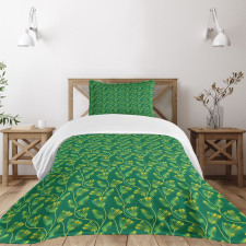 Herb with Paint Stain Effect Bedspread Set