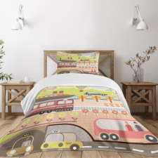 Train Ship Airplane Bus Bedspread Set