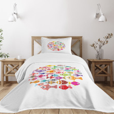 Aquarium Round Colorful Design Bedspread Set