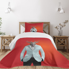 Moose Animal Person in Suit Bedspread Set
