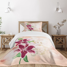 Botanical Pastel Tone Lilies Bedspread Set