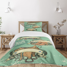 Grunge Retro Cowboy Boots Bedspread Set