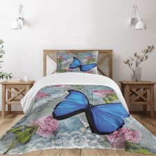 Roses Pearls and Butterly Bedspread Set