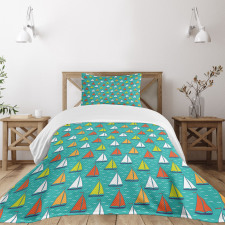 Colorful Yachts Sailing Bedspread Set