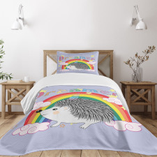 Rainbow Hedgehog Unicorn Bedspread Set