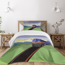 Rural Country Train Design Bedspread Set