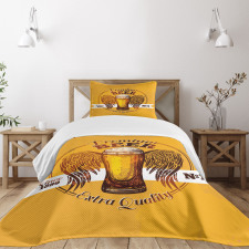 Premium Beer Grunge Graphic Bedspread Set