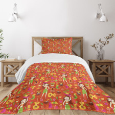 Hawaiian Luau Party Aloha Girls Bedspread Set