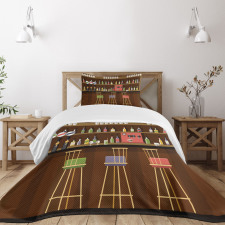 Nightclub Pub Alcohol Bottles Bedspread Set