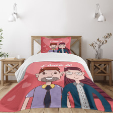 Cartoon Style Valentine's Day Bedspread Set