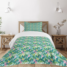 Fern and Monstera Leaves Bedspread Set