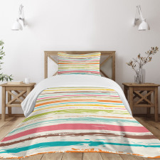 Horizontal Stripes Grunge Bedspread Set