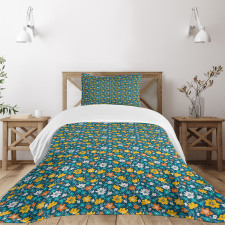 Flower and Leaves Spring Bedspread Set