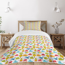 Clouds Balloons Airplanes Bedspread Set