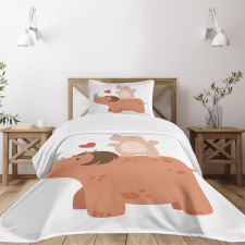 Mother and Calf with Heart Bedspread Set