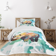 Watercolor Animal Wilderness Bedspread Set