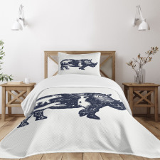 Woman and Animal Motifs Spots Bedspread Set