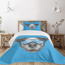 Skiing Cool Doggie Bedspread Set