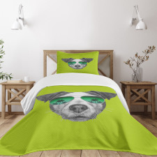 Dog with Glasses Tree Bedspread Set