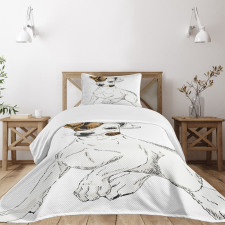 Graphic Puppy Portrait Bedspread Set