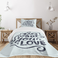 Lettering Blue Grunge Star Bedspread Set