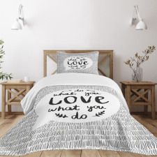 Message with Stripes Leaves Bedspread Set