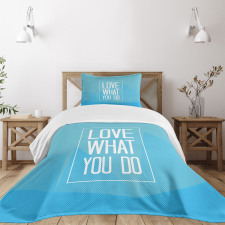 Modern Design Words in Frame Bedspread Set