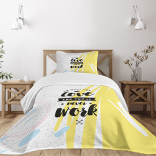 Retro Memphis Pattern Phrase Bedspread Set