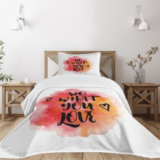 Hearts with Grunge Message Bedspread Set