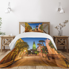 Street at Sunset Scene Bedspread Set