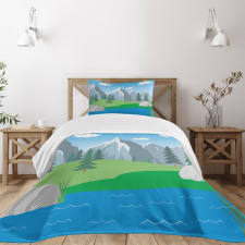 Cartoon Spring Scene Bedspread Set