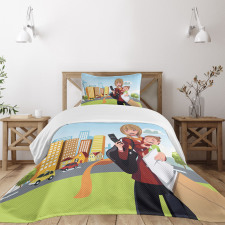 Woman Phone and Her Baby Bedspread Set