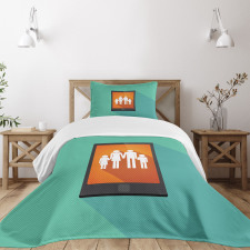 Cartoon Family Silhouette Bedspread Set