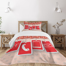 Phone and Hearts Bedspread Set