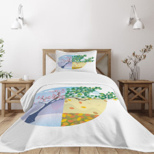 Cartoon Cycle of the Seasons Bedspread Set