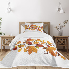 Autumn Oak Leaves and Acorns Bedspread Set